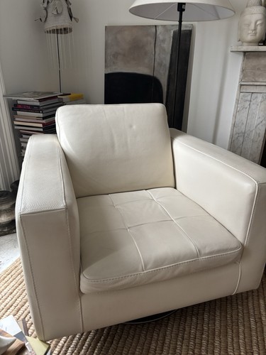 Natuzzi cream leather swivel - natuzzi,