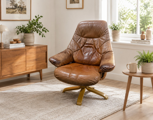 Vintage leather swivel - vintage,