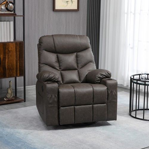 Leather manual recliner - pu,