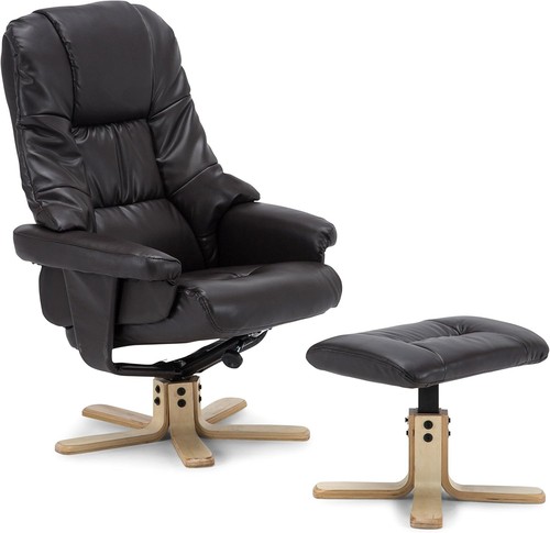 New leather swivel recliner - new,