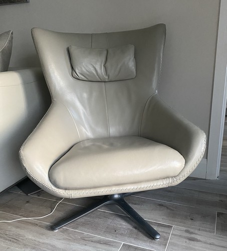 Leather swivel armchair - leather,